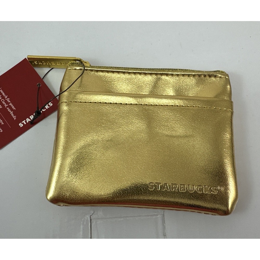 NWT STARBUCKS Gold Color Coin & Money Purse Keychain